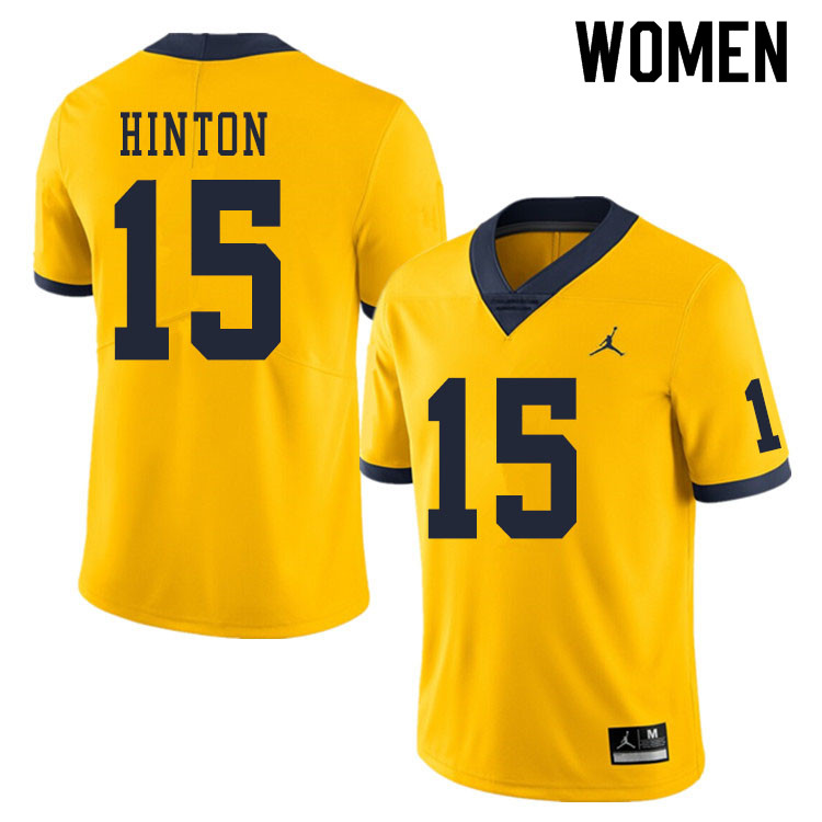 Women #15 Christopher Hinton Michigan Wolverines College Football Jerseys Sale-Yellow